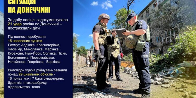 За добу поліція задокументувала 21 удар росіян по Донеччині – серед постраждалих є діти | Кримінальні новини
