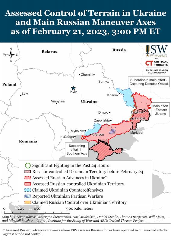 КАРТА БОЙОВИХ ДІЙ В УКРАЇНІ 22 ЛЮТОГО