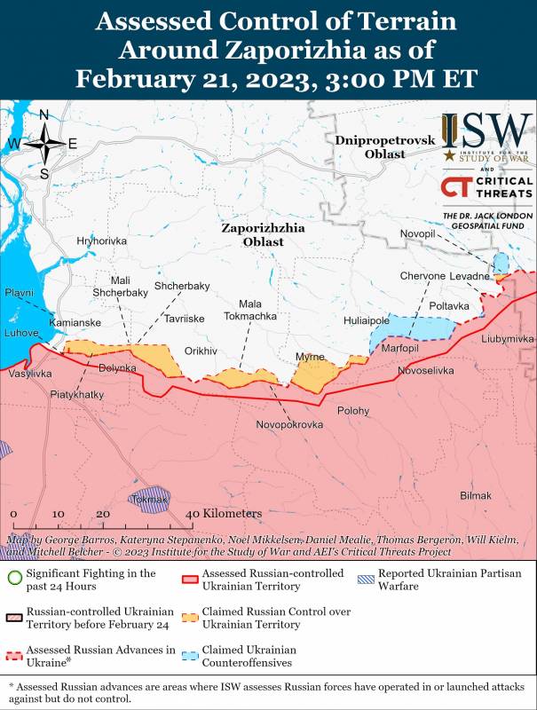 КАРТА БОЙОВИХ ДІЙ В УКРАЇНІ 22 ЛЮТОГО