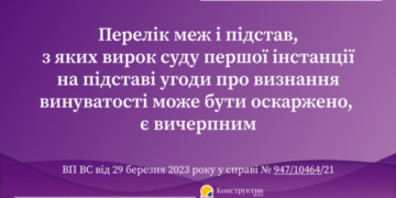 Перелік меж і підстав, з яких вирок суду першої інстанції на підставі угоди про визнання винуватості може бути оскаржено, є вичерпним – ВП ВС — Суспільство Одеси