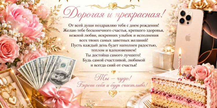 Оригинальная открытка для женщин на День рождения, новая и красивая
