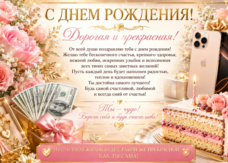 Оригинальная открытка для женщин на День рождения, новая и красивая