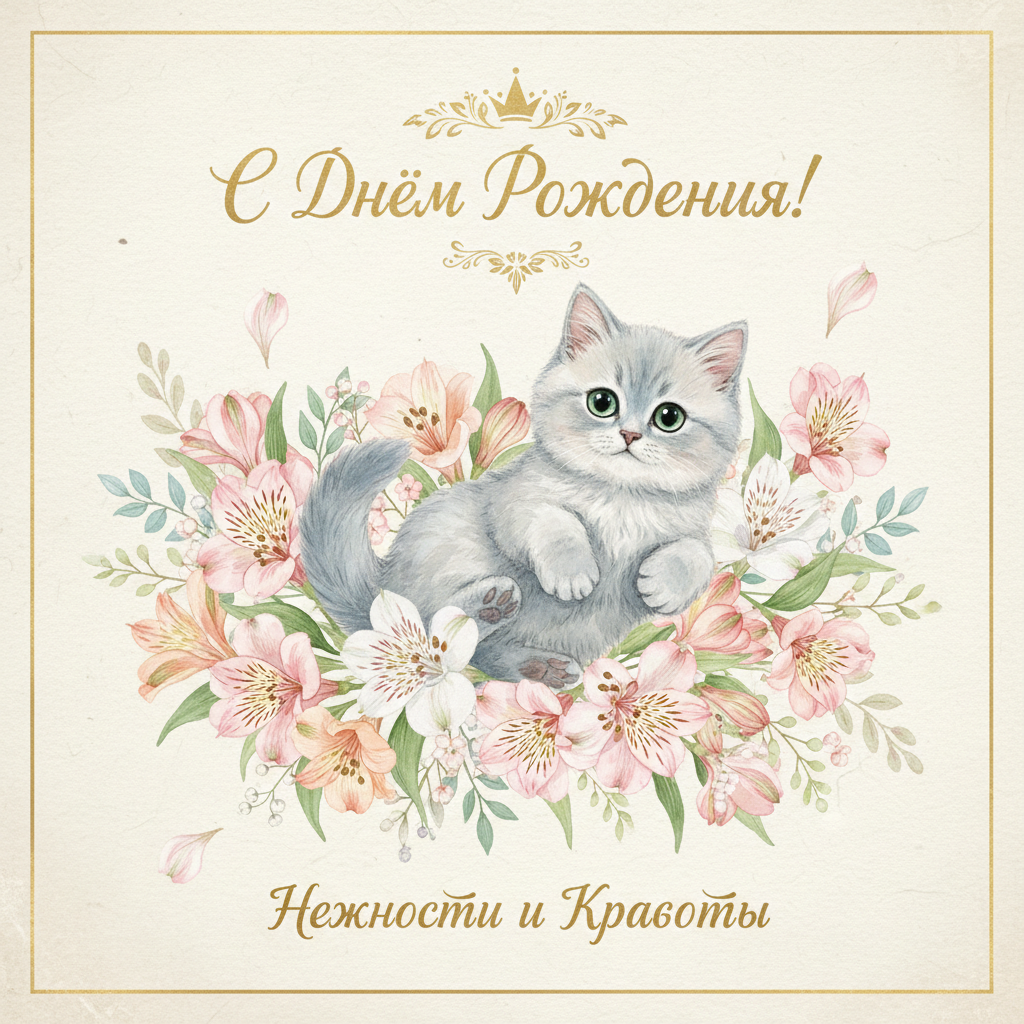 Открытка нежная для женщин с днем рождения