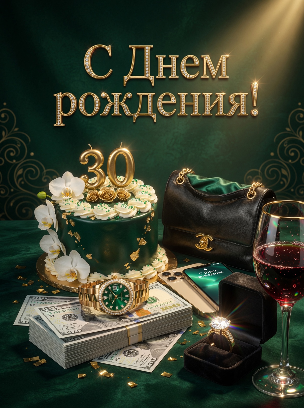 Открытка женщине на 30 лет - новая