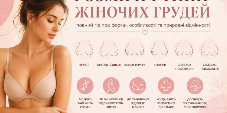 Типи та розміри жіночих грудей