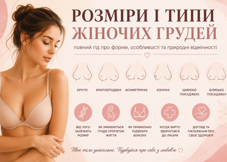 Типи та розміри жіночих грудей