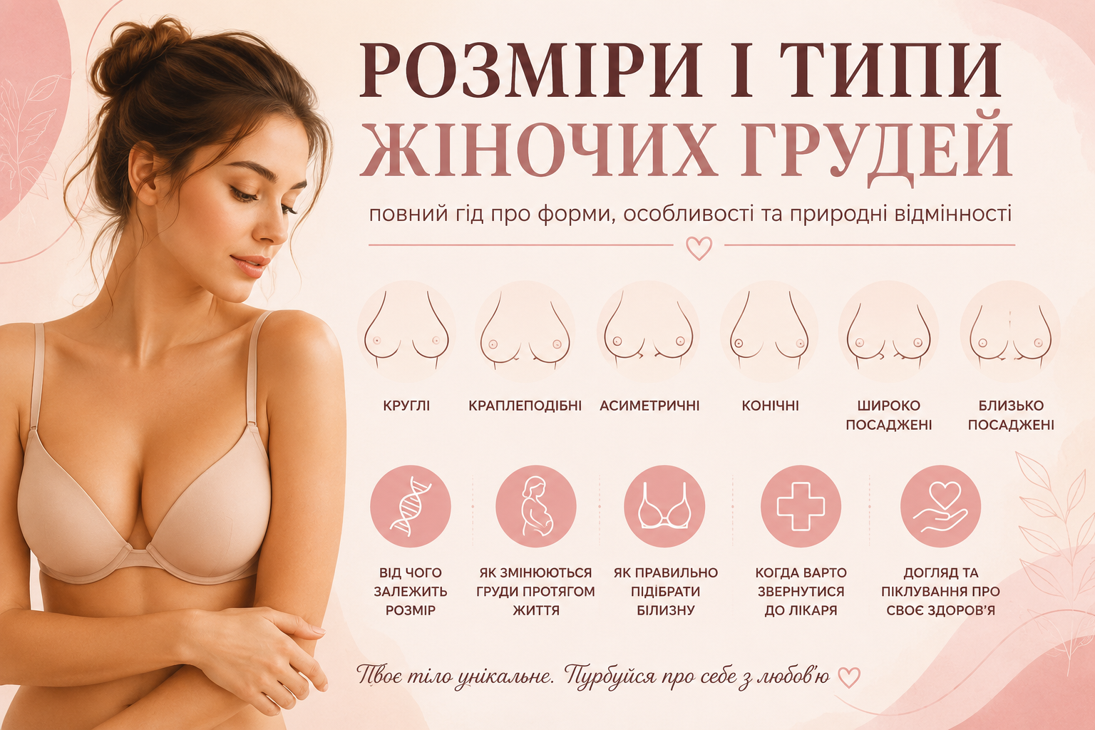 Типи та розміри жіночих грудей